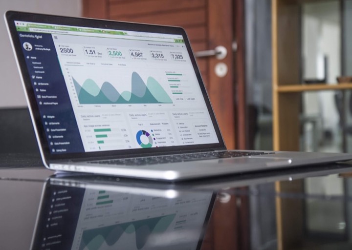 Website analytics charts on a screen